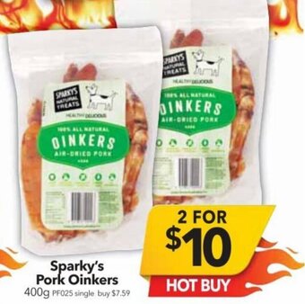 Cheap as Chips Sparky's Pork Oinkers 400g offer