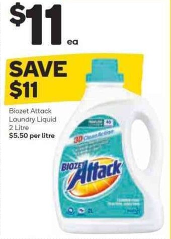 Woolworths Biozet Attack Laundry Liquid 2 Litre offer