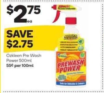 Woolworths Ozkleen Pre Wash Power 500ml offer