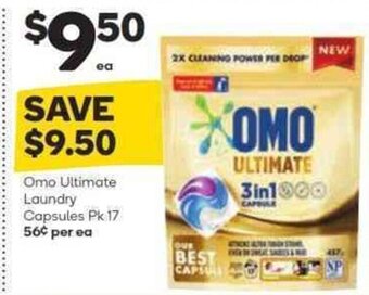 Woolworths Omo Ultimate Laundry Capsules Pk 17 offer