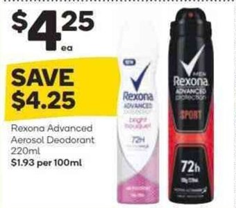 Woolworths Rexona Advanced Aerosol Deodorant 220ml offer