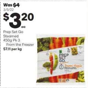 Woolworths Prep Set Go Steamed 450g Pk 3 - From the Freezer offer