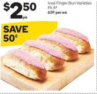 Woolworths Iced Finger Bun Varieties Pk 4 offer