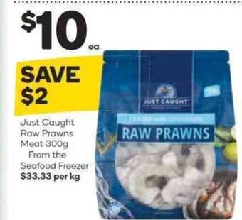 Woolworths Just Caught Raw Prawns Meat 300g - From the Seafood Freezer offer