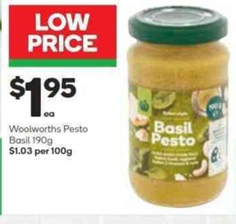Woolworths Pesto Basil 190g offer