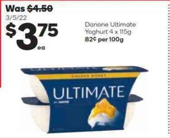 Woolworths Danone Ultimate Yoghurt 4 x 115g offer
