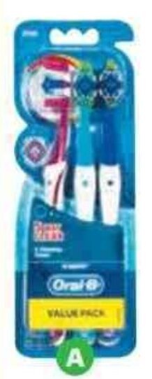 Woolworths Oral-B 5 Way Clean Manual Toothbrush Pk 3 offer