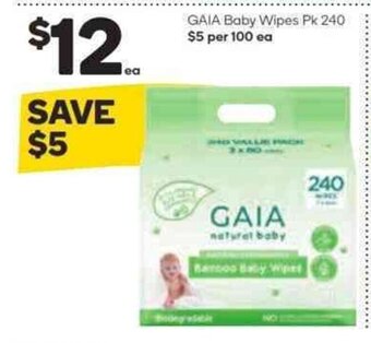 Woolworths GAIA Baby Wipes Pk 240 offer