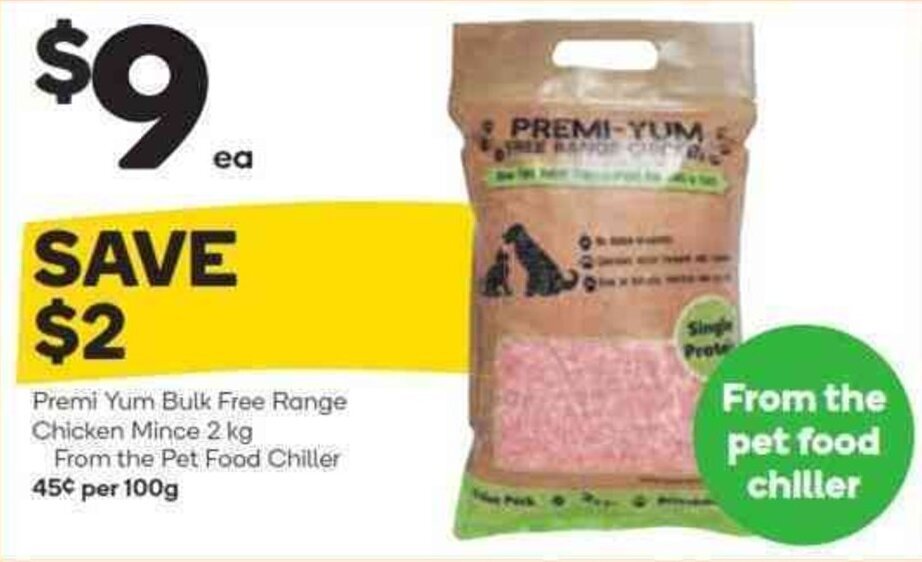 PremiYum Bulk Free Range Chicken Mince 2 kg From the Pet Food