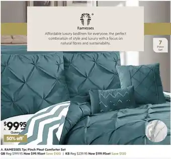 Harris Scarfe A. Ramesses 7pc Pinch Pleat Comforter Set Queen offer