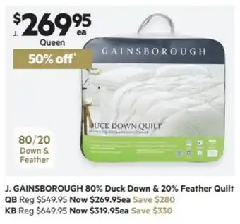 Harris Scarfe J. Gainsborough 80% Duck Down & 20% Feather Quilt Queen offer