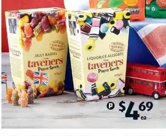 Taveners Jelly babies, Liquorice Allsorts or Wine Gums 400g