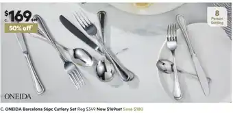 Harris Scarfe Oneida Barcelona 56pc Cutlery Set offer