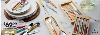 Harris Scarfe Laguiole Elite Rainbow Cutlery Range 24pc Cutlery Set-6 Person Setting offer