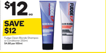 Woolworths Fudge Clean Blonde Shampoo or Conditioner 250ml offer
