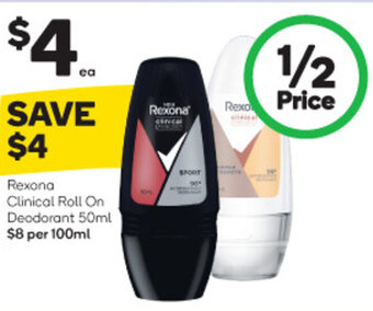 Woolworths Rexona Clinical Roll On Deodorant 50ml offer