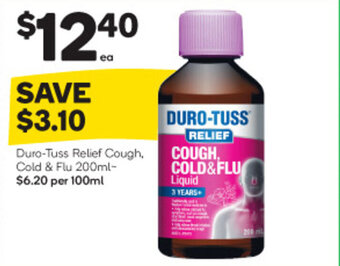 Woolworths Duro-Tuss Relief Cough, Cold & Flu 200ml offer