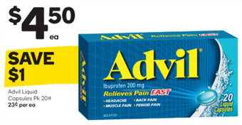 Woolworths Advil Liquid Capsules Pk 20# offer