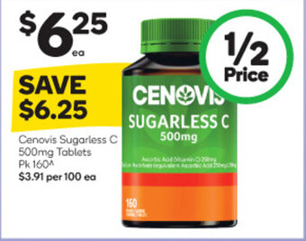 Woolworths Cenovis Sugarless C 500mg Tablets Pk 160^ offer
