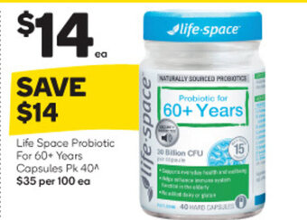 Woolworths Life Space Probiotic For 60+ Years Capsules Pk 40^ offer