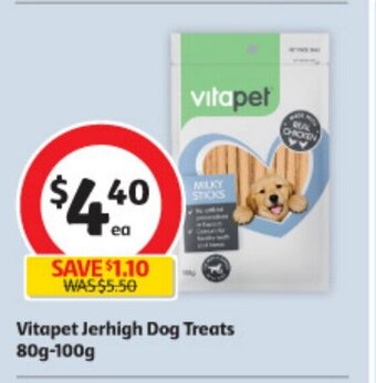 Coles Vitapet Jerhigh Dog Treats 80g-100g offer