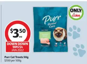Coles Purr Cat Treats 50g offer