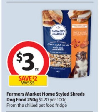 Coles Farmers Market Home Styled Shreds Dog Food 250g offer