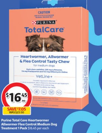 Coles Purina Total Care Heartwormer Allwormer Flea Control Medium Dog Treatment 1 Pack offer