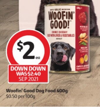Coles Woofin' Good Dog Food 400g offer