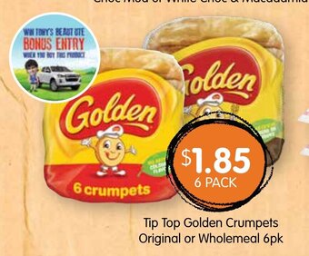 Spudshed Tip Top Golden Crumpets Original or Wholemeal 6pk offer