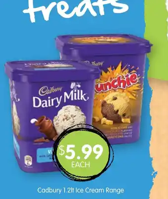 Spudshed Cadbury 1.2lt Ice Cream Range offer