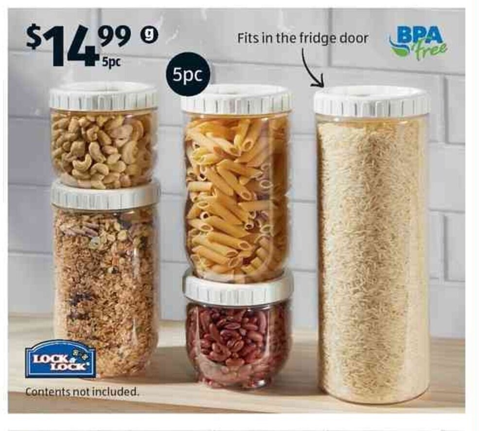 Lock & Lock Interlock Containers 5pc offer at ALDI