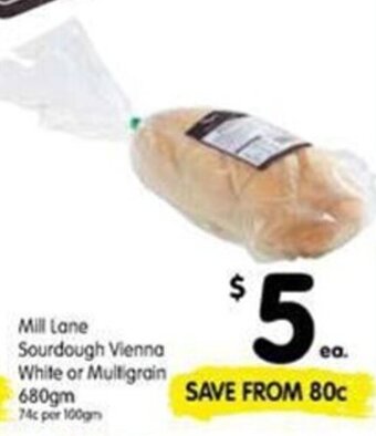 Mill lane sourdough vienna white or multigrain 680gm