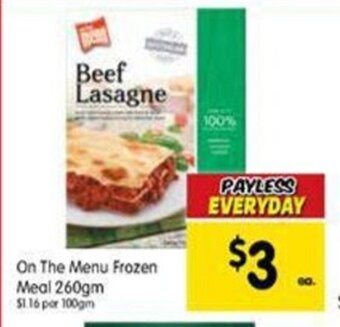 Spar On the menu frozen meal 260gm offer