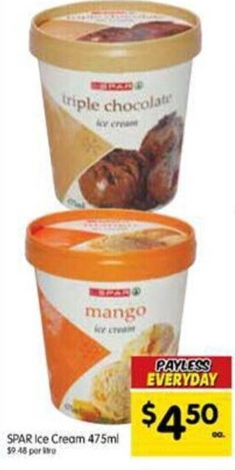 Spar Ice cream 475ml offer