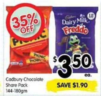 Spar Cadbury chocolate share pack 144-180gm offer