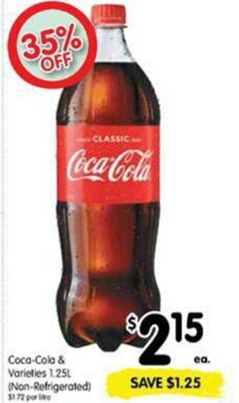 Spar Coca-cola & varieties 1.25L (non-refrigerated) offer