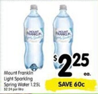 Spar Mount franklin light sparkling spring water 1.25L offer