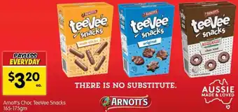 Spar Arnott's choc teevee snacks 165-175gm offer