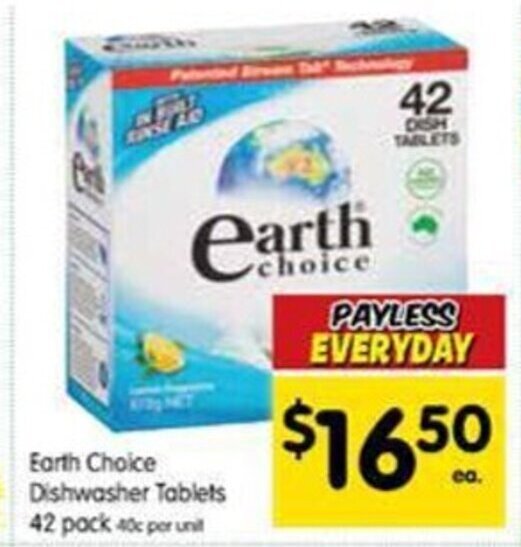 Earth choice dishwasher tablets 42 pack offer at Spar
