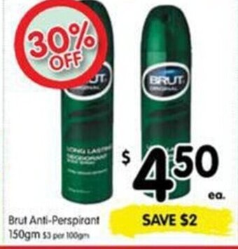 Spar Brut anti-perspirant 150gm offer