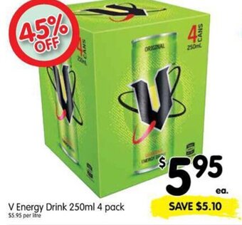 Spar V energy drink 250ml 4 pack offer