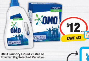 IGA OMO laundry liquid 2 litre or powder 2kg selected varieties offer