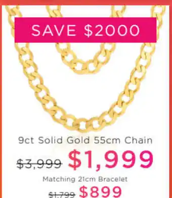 Grahams Jewellers 9ct Solid Gold 55cm Chain offer