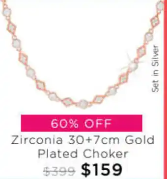 Zirconia 30+7 cm Gold Plated Choker