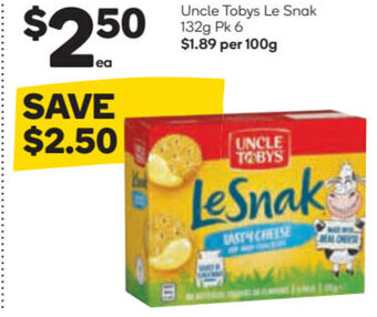 Woolworths Uncle Tobys Le Snak 132g Pk 6 offer