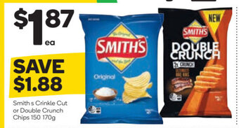Woolworths Smith s Crinkle Cut or Double Crunch Chips 150 170g offer