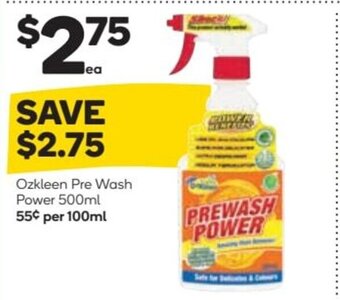Woolworths Ozkleen Pre Wash Power 500ml offer