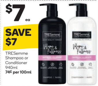 Woolworths Tresemme Shampoo or Conditioner 940ml offer