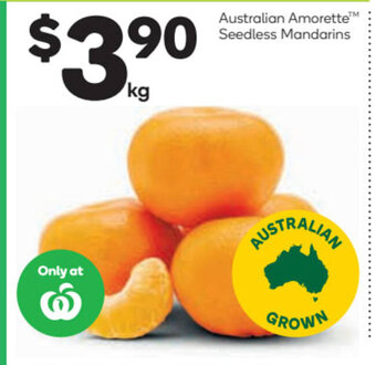 Woolworths Australian Amorette Seedless Mandarins offer